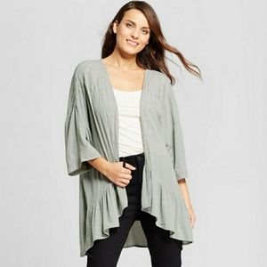 Knox Rose Sage Green Embroidered Kimono